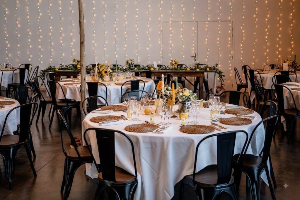 verriere-tables-rondes-tournesols-mariage-le-recept